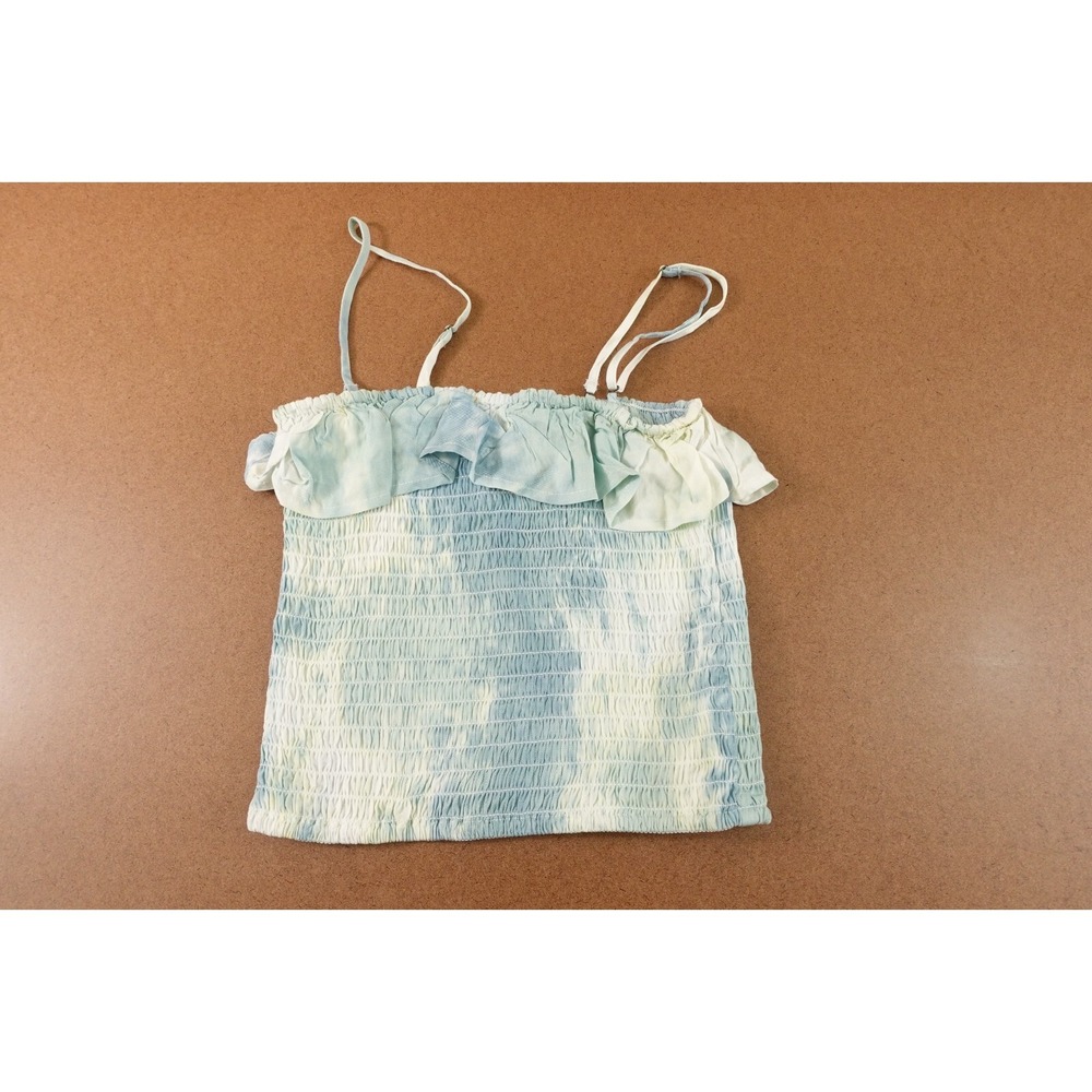 Vintage Havana Girls Size Large Blue Tie Dye Ruffle Smocked Tank Top NWT